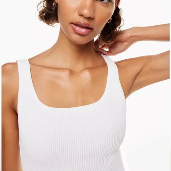 Aritzia Babaton Sculpt Knit Square Neck Tank Top White Size Medium - Picture 1 of 8